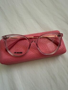 Love Moschino Pink Transparent Round Women's Glasses